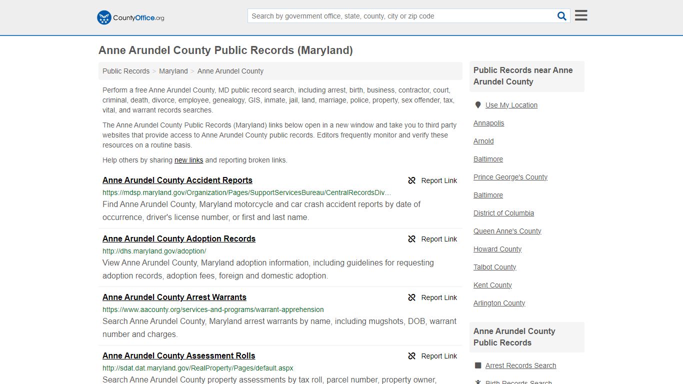 Public Records - Anne Arundel County, MD (Business, Criminal, GIS ...